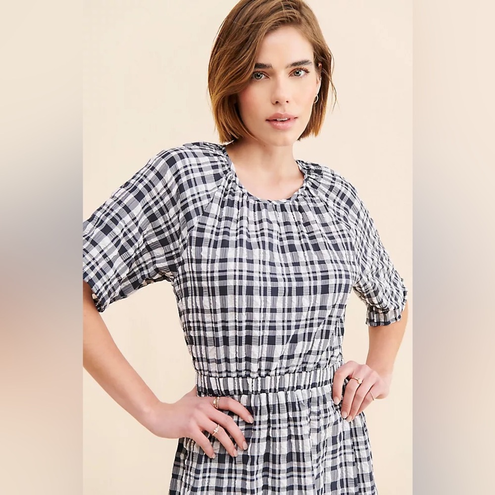 89. FREE PEOPLE Just Female Hamilton Midi Cut Dress in Black Motif NWT $168 - Picture 6 of 16